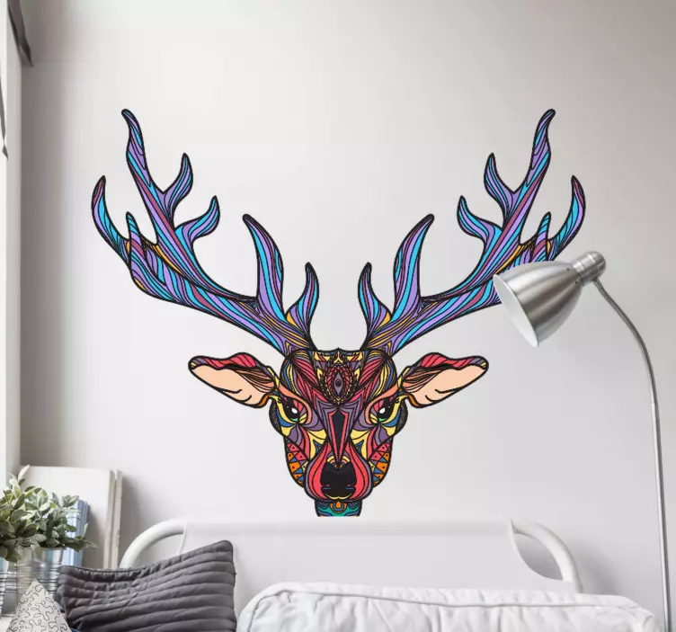 Boho reindeer wild animal decal - TenStickers