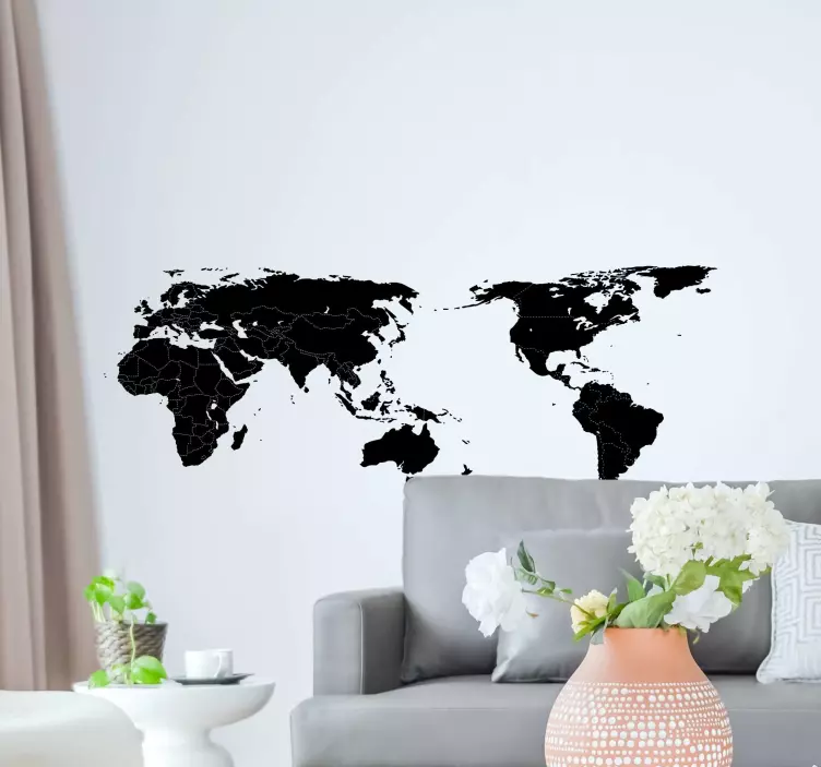 Bordering countries world map wall sticker - TenStickers