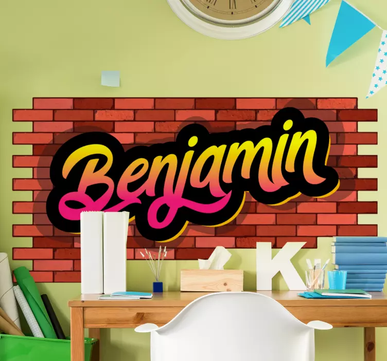 Brick wall and name graffiti urban sticker - TenStickers