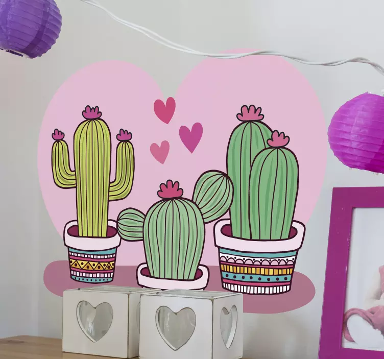Cactus with Love plant wall sticker - TenStickers