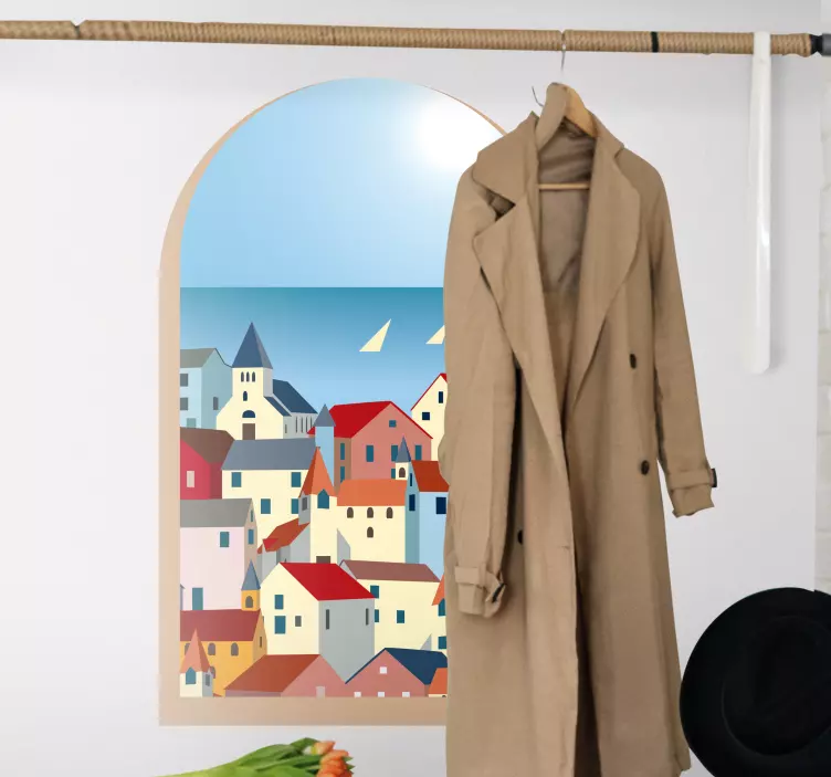 Greece cartoon through a window Country Sticker - TenStickers