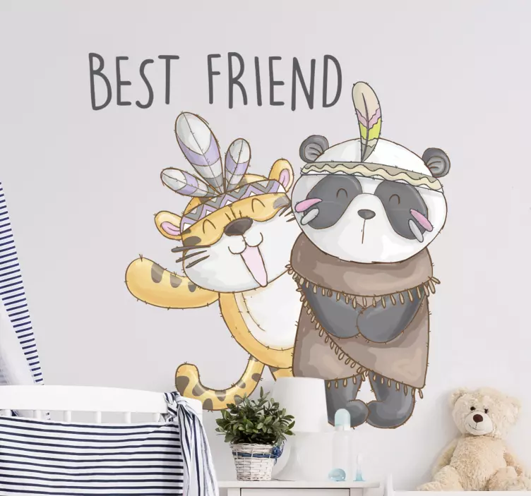 Cartoon panda & tiger illustration deca - TenStickers