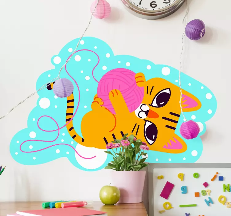 Cat skein wool wall sticker - TenStickers