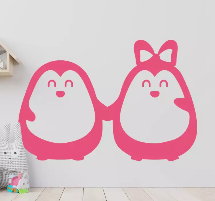 Cat sticker adorable penguin duo - TenStickers