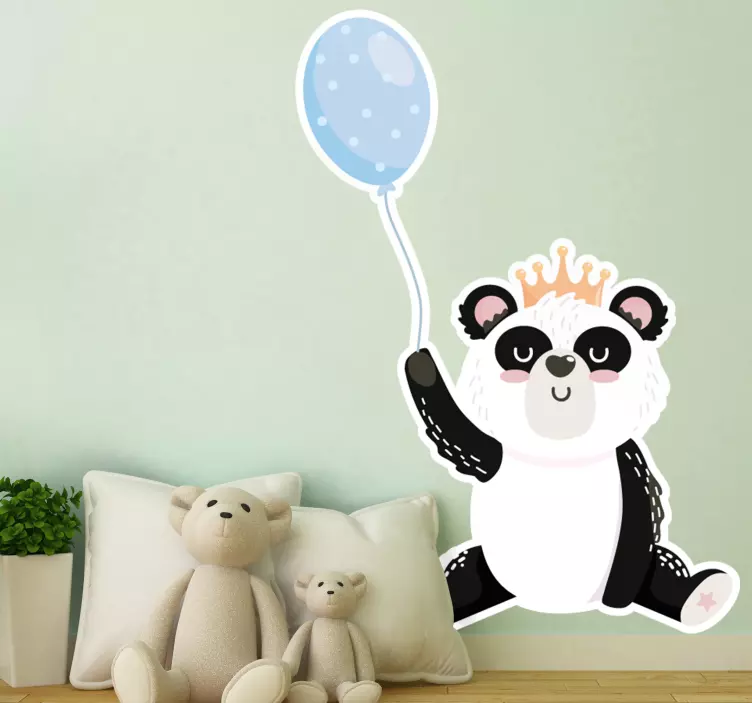 Cat sticker cute panda balloon - TenStickers