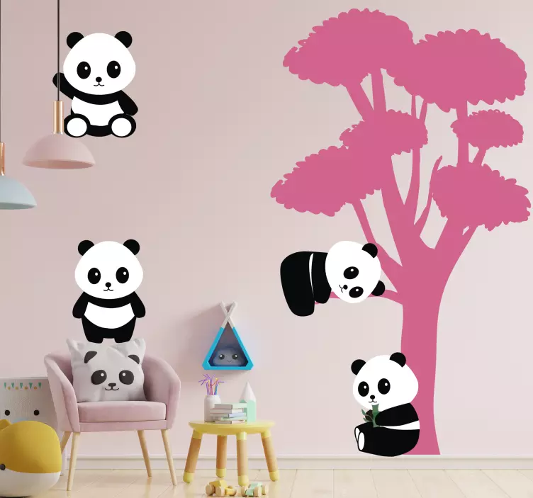 Cat sticker panda family tree - TenStickers