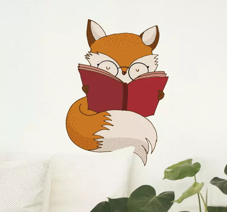 Cat sticker reading fox character - TenStickers