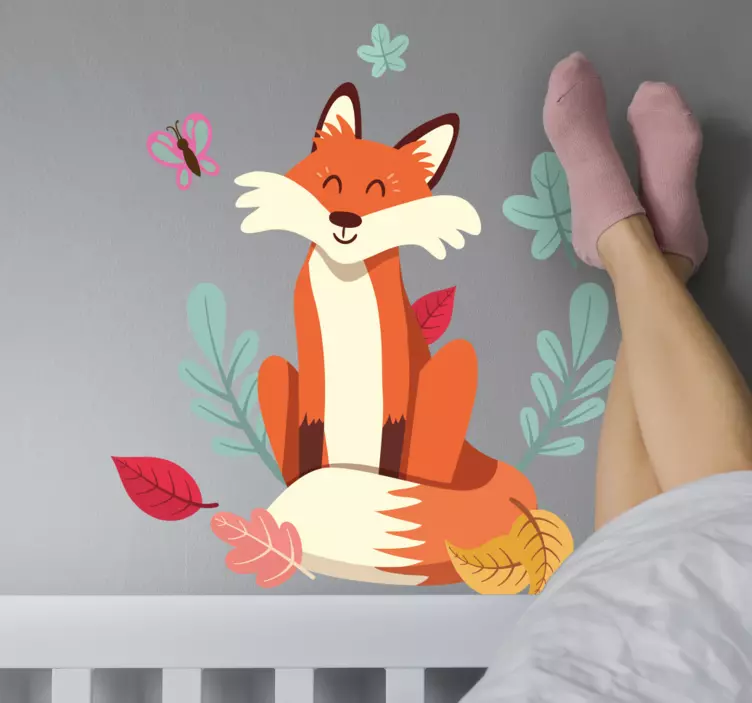 Cat sticker smiling fox character - TenStickers