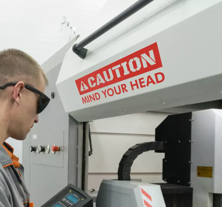 Caution Mind Head Vinyl Sign Sticker - TenStickers