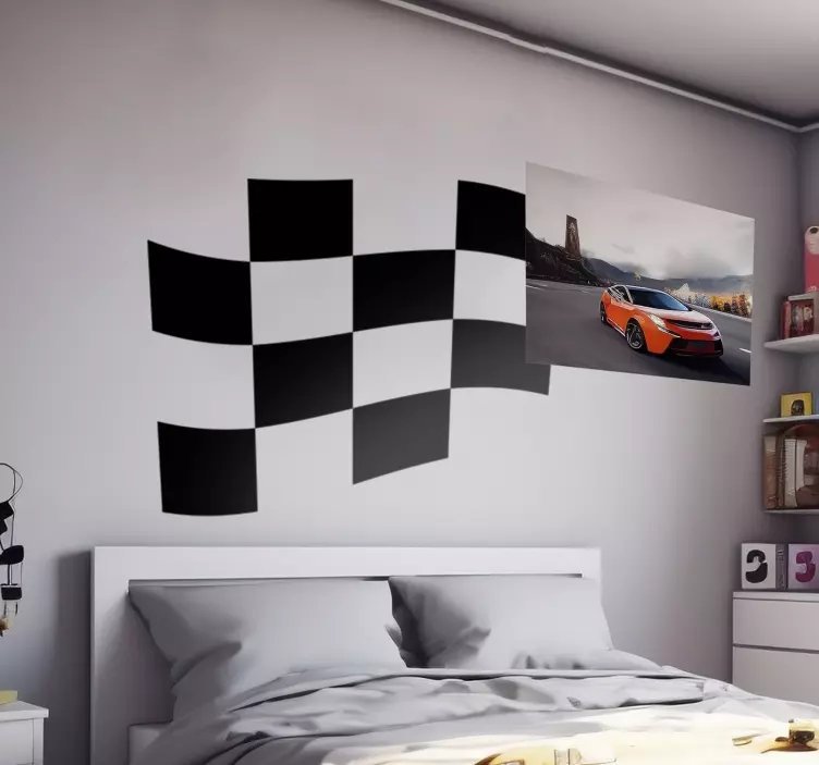 Checkered Racing Flag Wall Sticker - TenStickers