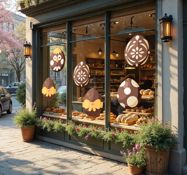 Chocolate easter eggs shop window sticker - TenStickers