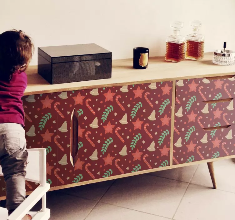 Christmas candy pattern furniture sticker - TenStickers