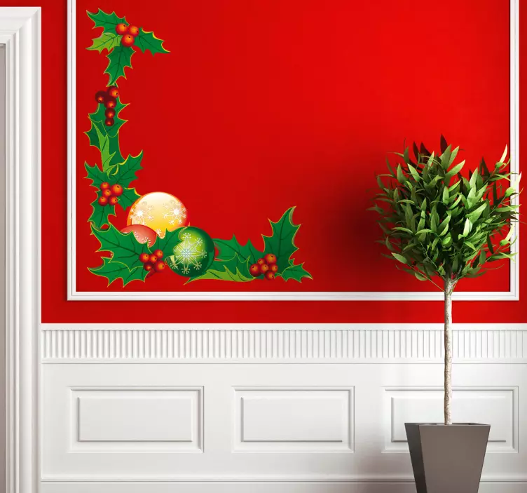 Christmas Corner Floral Sticker - TenStickers