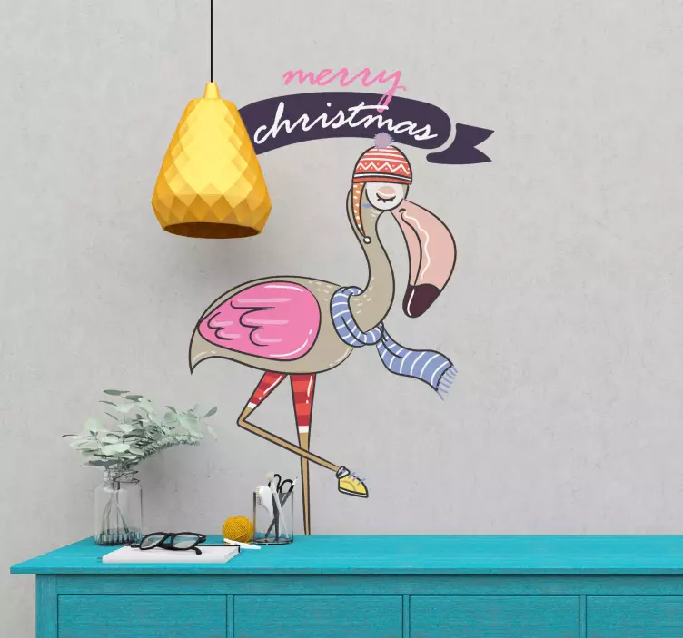 Christmas flamingo sticker - TenStickers