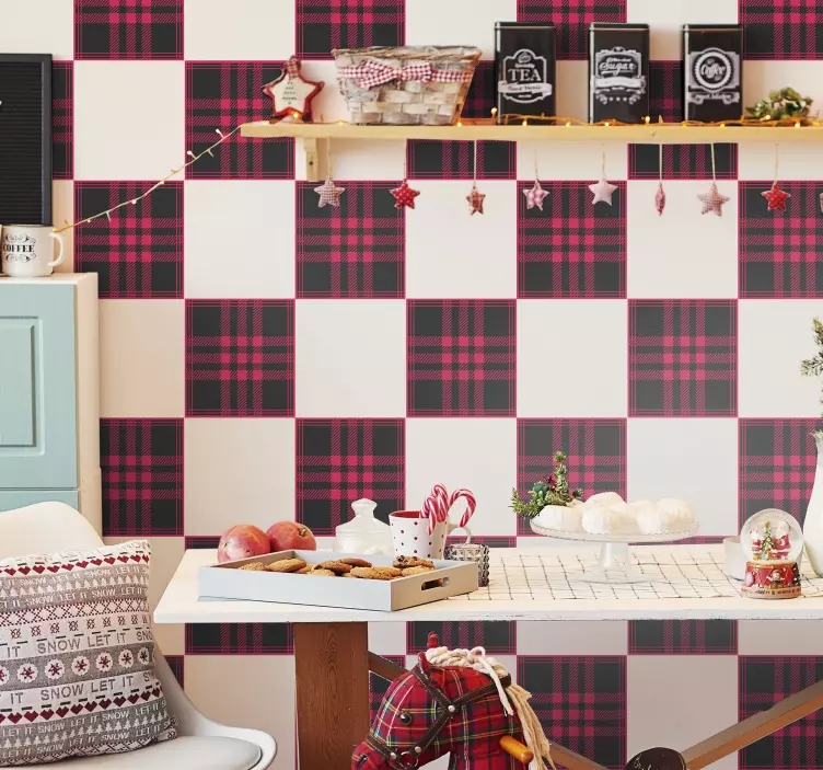 Christmas tartan pattern tile sticker - TenStickers