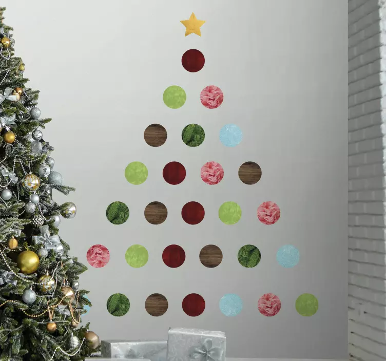 Christmas tree circles christmas sticker - TenStickers