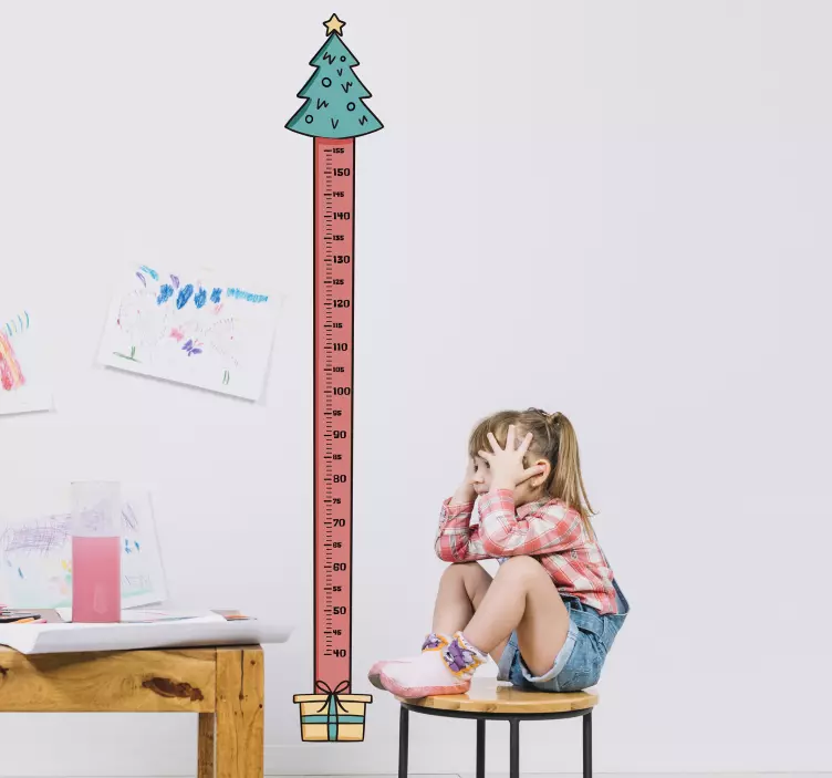 Christmas tree height chart christmas sticker - TenStickers