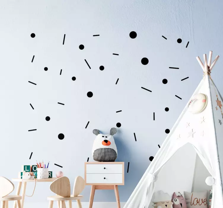 Circle and line confetti wall sticker - TenStickers
