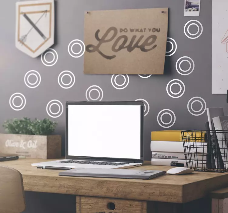 Set of circular line geometric wall sticker - TenStickers