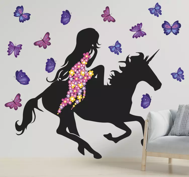 Circus sticker unicorn and butterflies - TenStickers