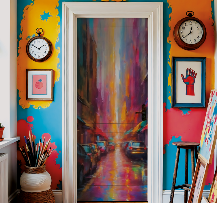 City street art  door sticker - TenStickers