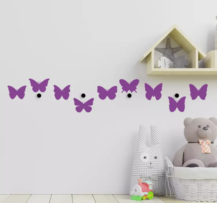 Coat rack butterfly coat hanger sticker - TenStickers