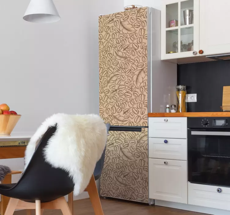 Coffee beans and leaf fridge decal - TenStickers