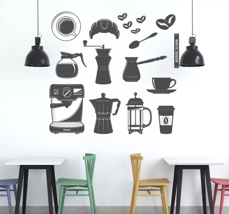 coffee set menu drink sticker - TenStickers
