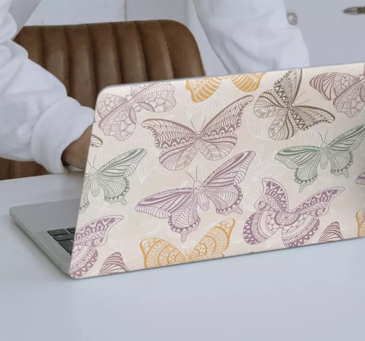 Colored ornamental butterflies laptop skins - TenStickers
