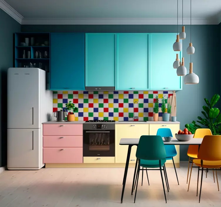 Colores vivos azulejosVibrant Colorful Tiles plain vinyl - TenStickers