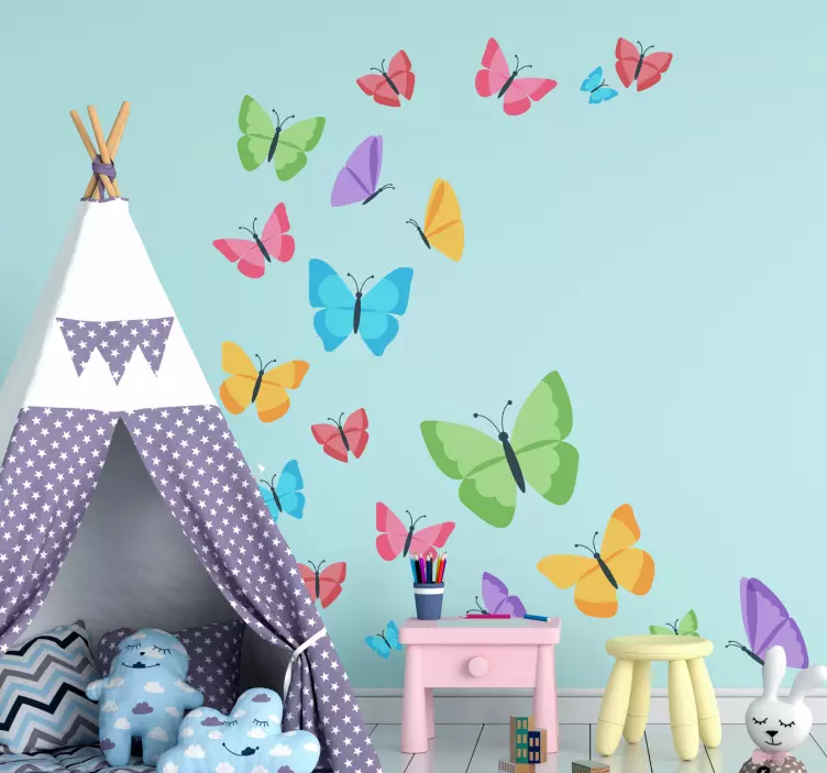 Colorful butterflies flying butterfly sticker - TenStickers