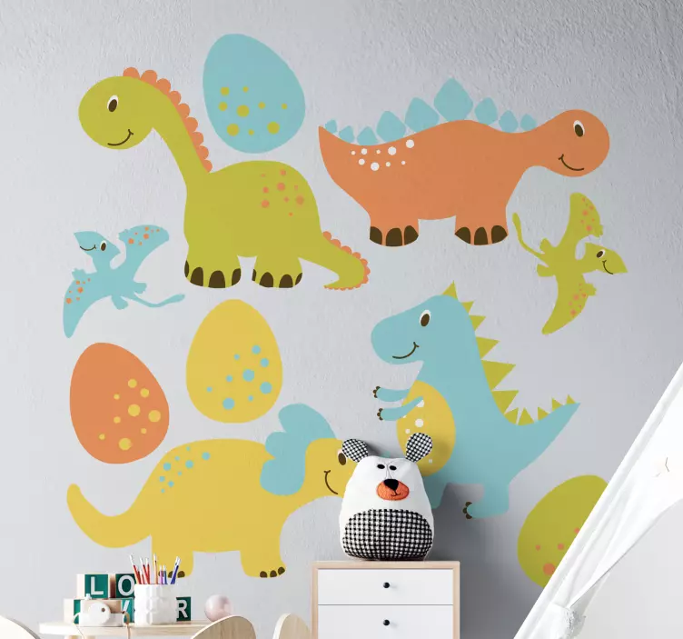 Colorful dinosaur ensemble dinosaur wall sticker - TenStickers
