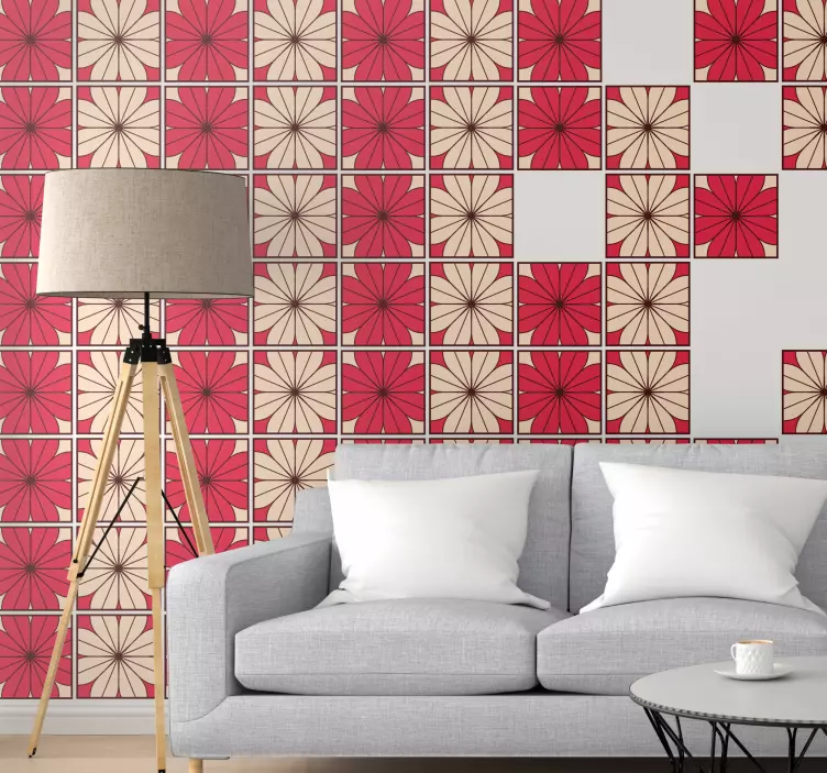 Colorful floral pattern tile sticker - TenStickers