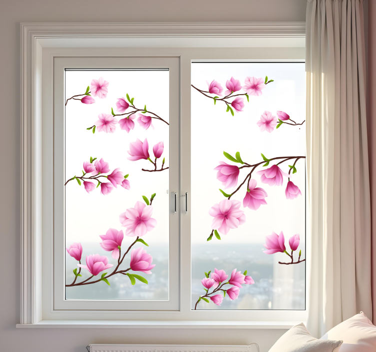 Colorful magnolia flowers window sticker - TenStickers