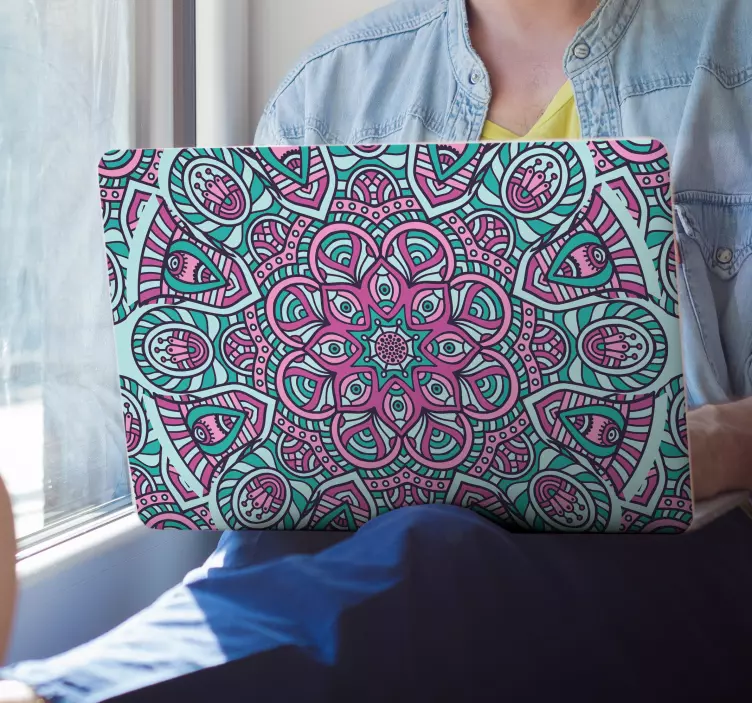 Multi coloured mandala laptop sticker - TenStickers