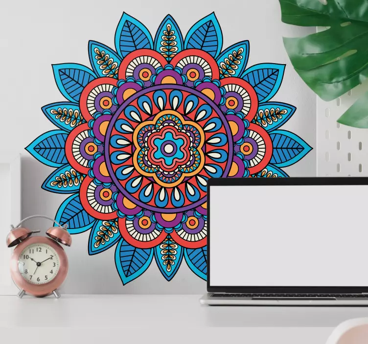 Colorful mandala motif floral wall sticker - TenStickers