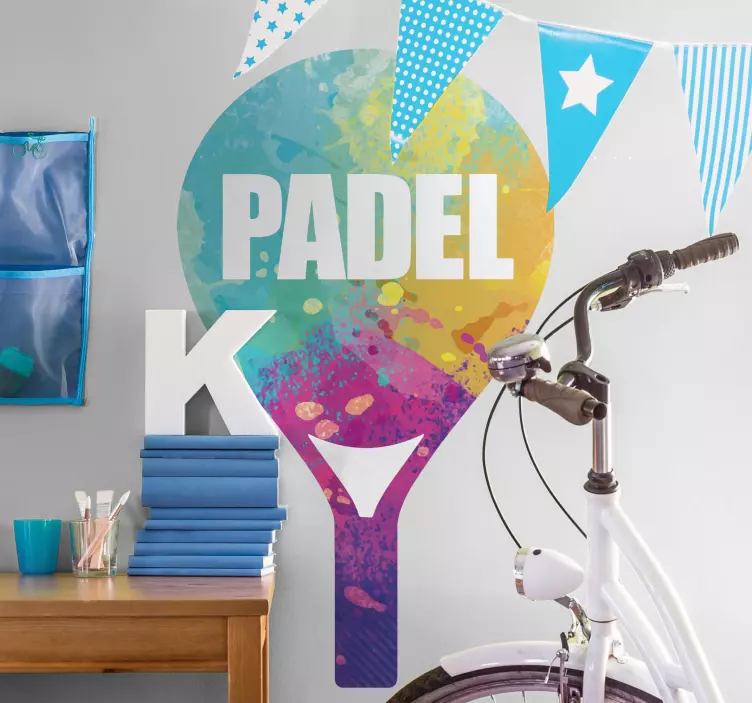 Colorful padel shape sports wall sticker - TenStickers