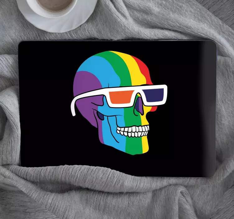 Colorful Skull Frame Laptop sticker - TenStickers