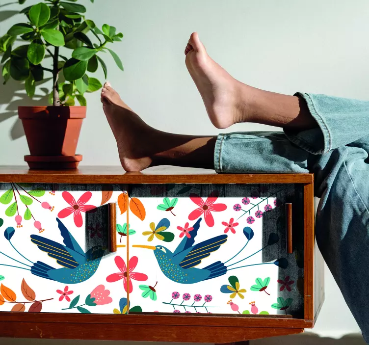 Tenango plants and bird furniture decal - TenStickers