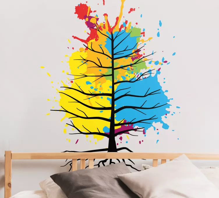 Colorful Tree Splash nature wall sticker - TenStickers