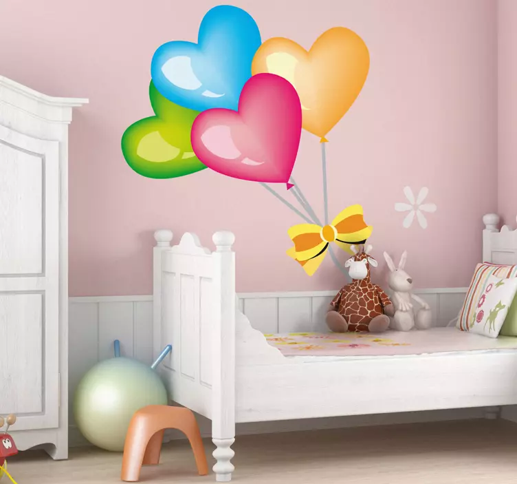 Coloured Heart Balloons Kids Sticker - TenStickers