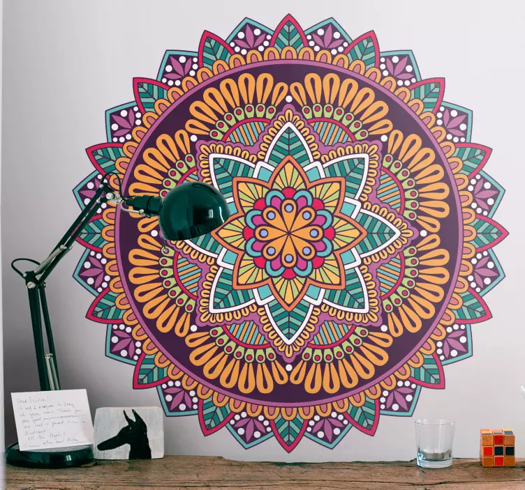 Abstract mandala with flower shape sticker - TenStickers