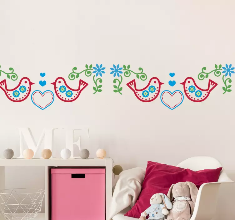 Colourful Birds Wall Border Sticker - TenStickers