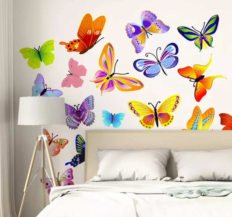 Set of colorful butterfly wall sticker - TenStickers