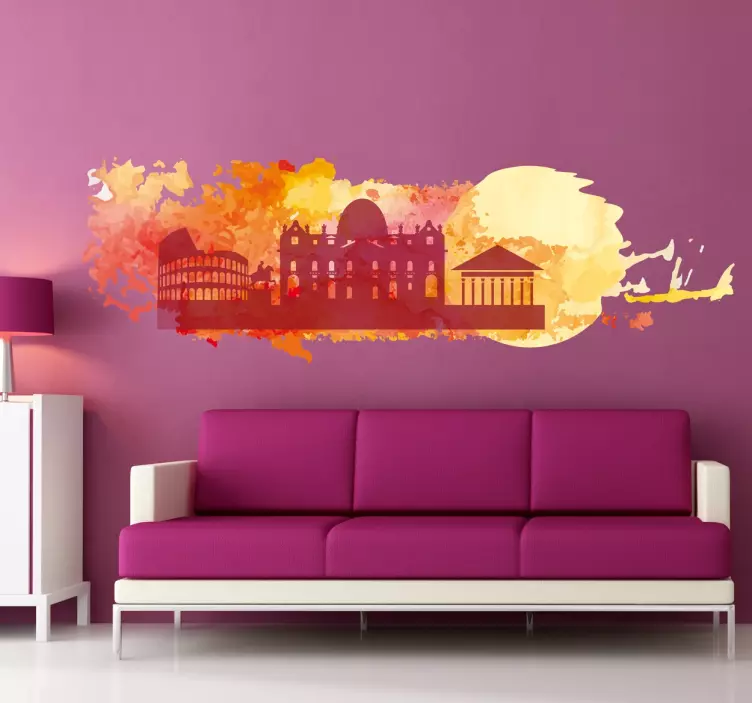 Colourful Rome Silhouette Wall Sticker - TenStickers