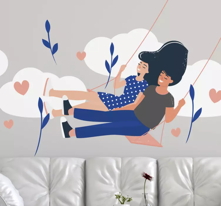 Couple on a swing love decal - TenStickers