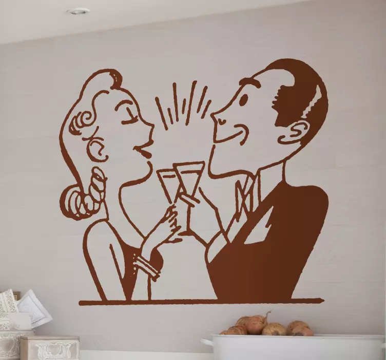 Couple Toasting Wall Sticker - TenStickers