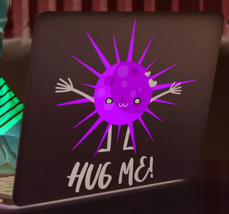 Covid 19 Hug me laptop sticker - TenStickers