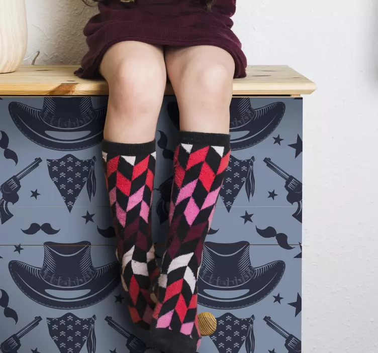 Cowboy hat, flock and revolvers furniture decal - TenStickers