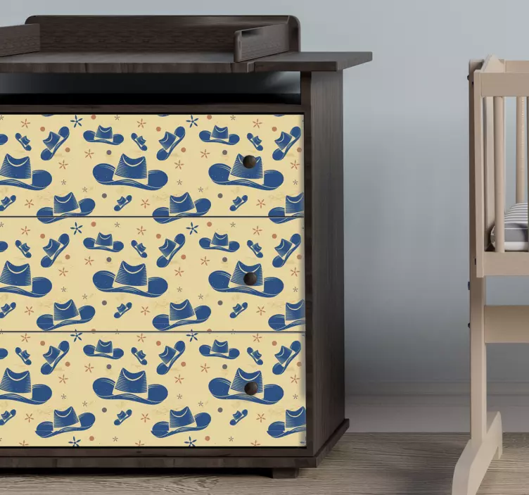 Cowboy hat with name furniture sticker - TenStickers